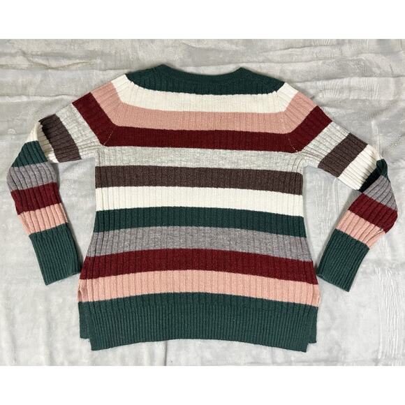 Old Navy Striped Sweater Womens M Colorful Festive Holiday Party Cozy Fitted Y2K - Picture 5 of 10